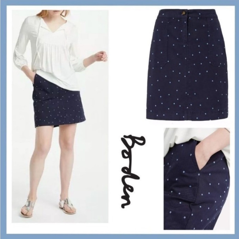 Boden Polka Dot Chino Skirt